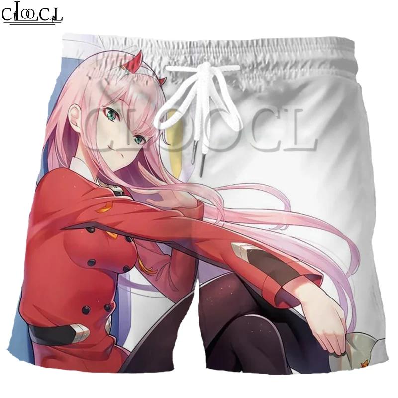 CLOOCL Anime Darling In The Franxx Zero Two 반바지 캐주얼 비치 팬츠 3D 프린트 남성 스포츠 드로 스트링 패션 와일드
