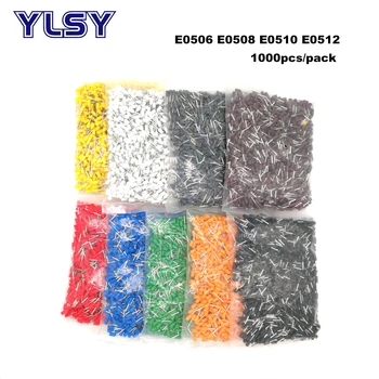 

1000pcs Tube Insutated Cord End Terminals Electrical Crimp Terminal Wire Connector E0506~E0512 Crimping Cable Ferrules VE 22AWG