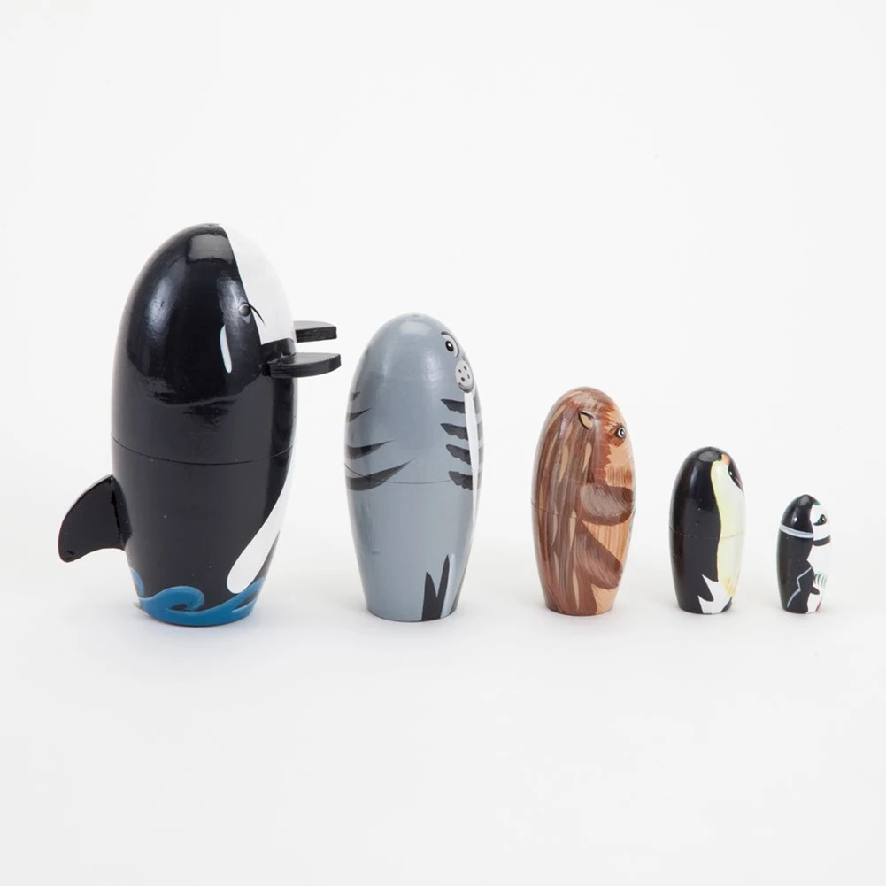 5 шт./компл. деревянные КИТ в виде пингвинов Matryoshka матрешки Фигурки игрушки для детей