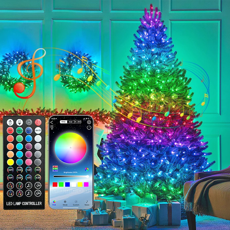 Usb rgb led luzes de fadas tira app controle bluetooth conduziu a lâmpada  para a árvore de natal decoração ao ar livre quarto iluminação do feriado  12v|Tiras de LED| - AliExpress