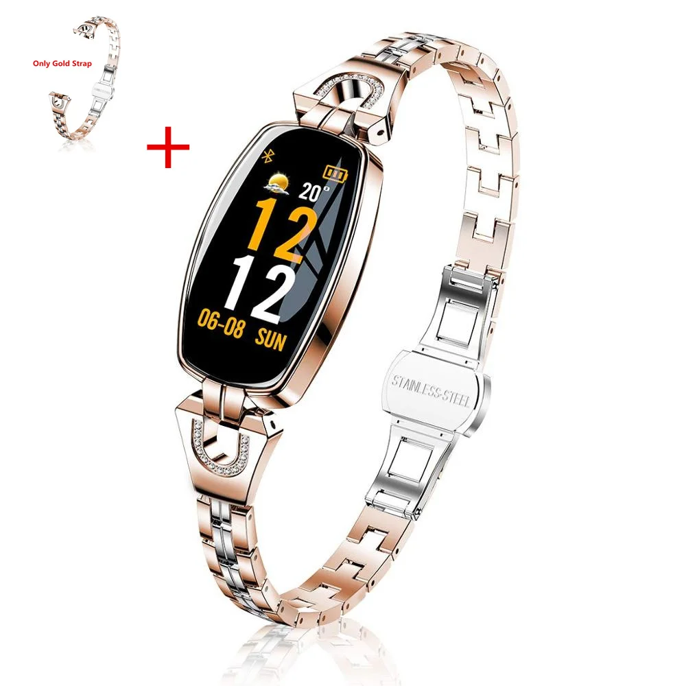 GD add gold strap H8 смарт-браслет для женщин фитнес-трекер для леди монитор сердечного ритма кровяное давление шаг умный Браслет IP67 Waerproof браслет для девочек - Цвет: GD add gold strap