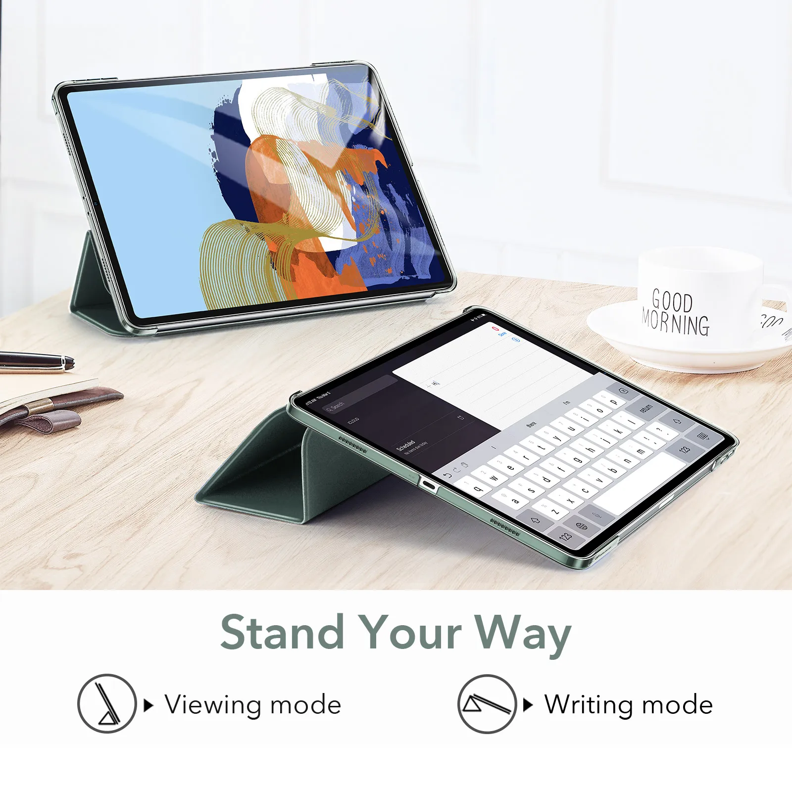 iPad Case Tablet Case ESR for iPad Pro 11 iPad Air 5 4 Pro 12.9 mini 6 Ascend Trifold Hard Back Protective Cover