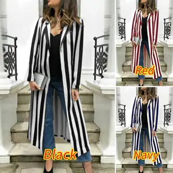 

2020 ZANZEA Women Summer Blouse Long Cardigan Spring Long Sleeve Turndown Collar Button Stripe Thin Tunic Shirt Tops Plus Size