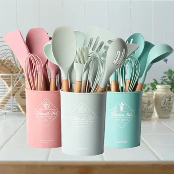 

13PCS Silicone Cooking Utensils Set Heat Resistant Kitchen Non-Stick Cooking Utensils Baking Tools With Storage Box Kitchenware