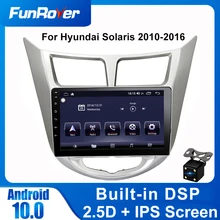 Автомобильный dvd плеер Funrover 2 din Android 10 для Hyundai Solaris Verna Accent 2010 2016