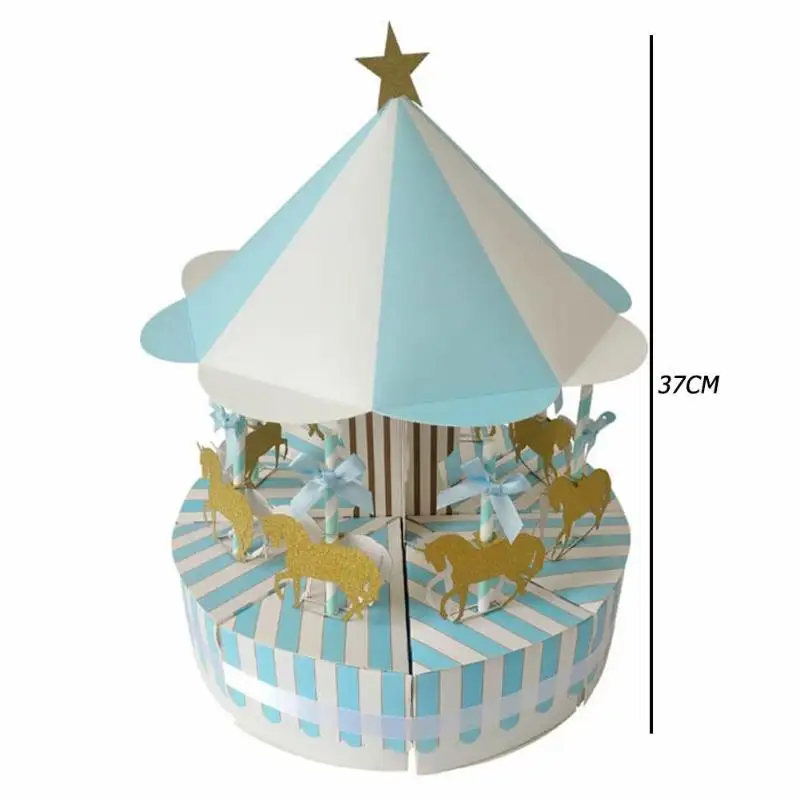 Романтическая карусель коробка для конфет изящная и красивая креативная и уникальная Милая Свадебная декорация для дня рождения подарок для гостей - Цвет: Синий
