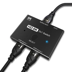 Switcher – adaptateur de commutateur Ultra rapide 2 en 1, HDMI 2.1, 48Gbps, 8K @ 60Hz, 4K @ 120Hz, avec bouton de commutation, pour projecteur HDTV 