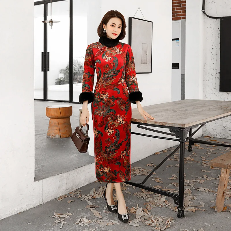 Китайское традиционное винтажное женское розовое Qipao с высоким разрезом вечерние платья для выпускного вечера элегантные Феникс Cheongsam восточные длинные платья