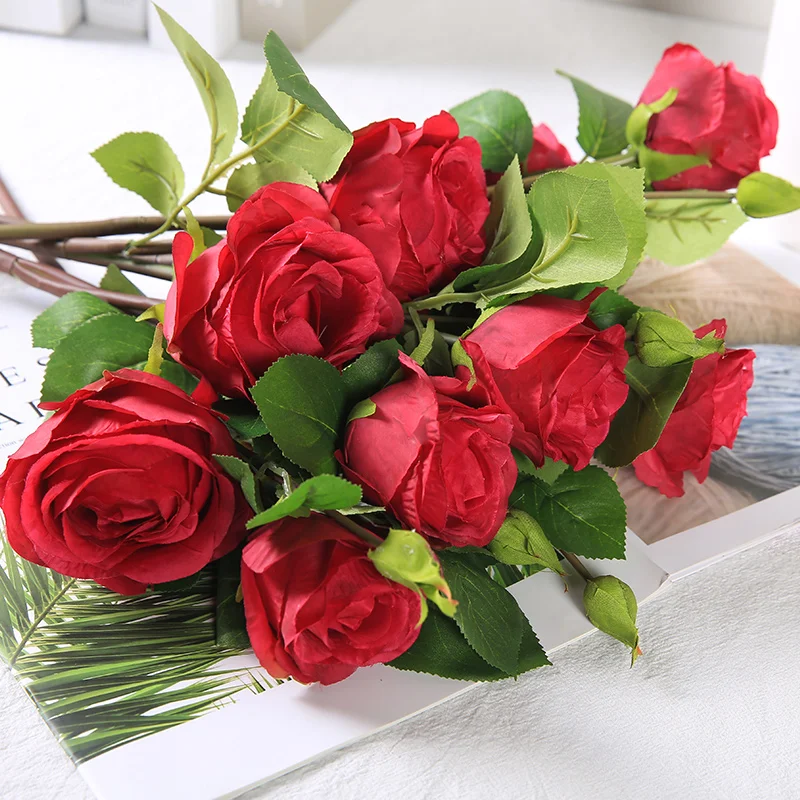 Юмай 60см осенние розы цветы искусственные украшения