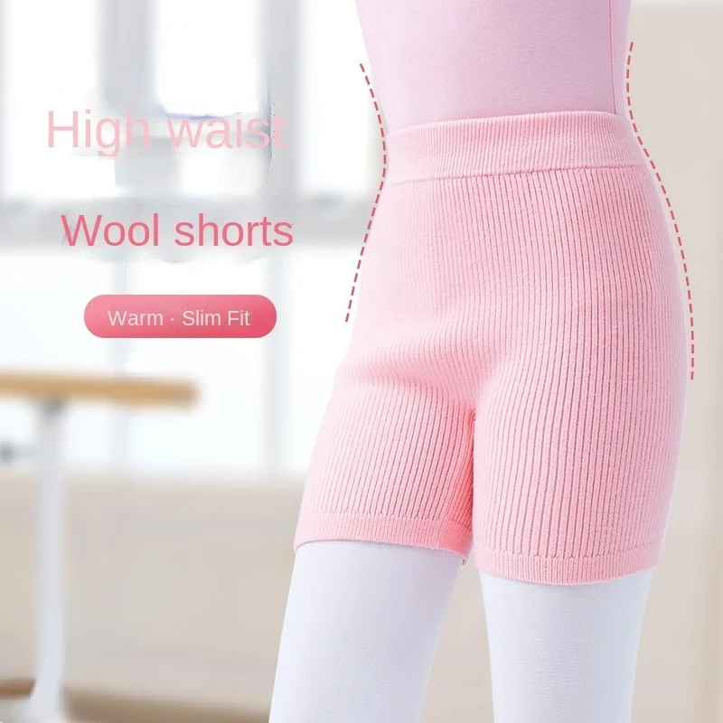 

Балетные танцевальные гимнастические трикотажные короткие брюки для девочек детская теплая балетная одежда в полоску Одежда для танцев Детские тренировочные облегающие короткие брюки