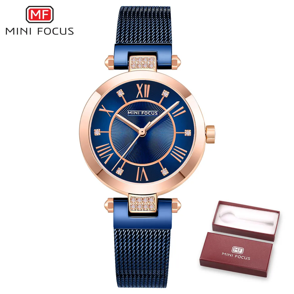 rose blue Мини фокус брендовые модные женские часы женские водонепроницаемые часы из нержавеющей стали Роскошные брендовые кварцевые часы - Цвет: rose blue