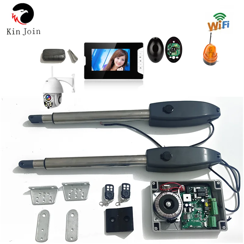 KinJoin Automatic Dual Barrier Swing Arm Boom Gate Motor Opener Linear Actuator Engine Kit With Remote Control | Безопасность и