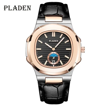 

PLADEN Brand Watches Mens 2020 Fashion Casual Boss Leather Watches Retro Waterproof Quartz AAA patek Deluxe Clock Gifts For Men