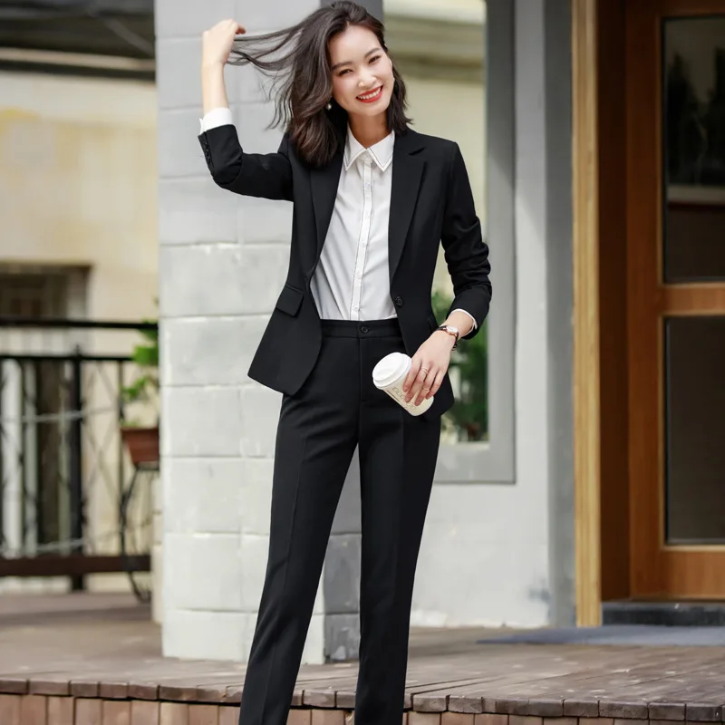 Elegant Two Pieces Set Pants Suits Women Office Lady Business Work Formal  Blazer Sets Winter Jacket Trousers Suit Female 2022