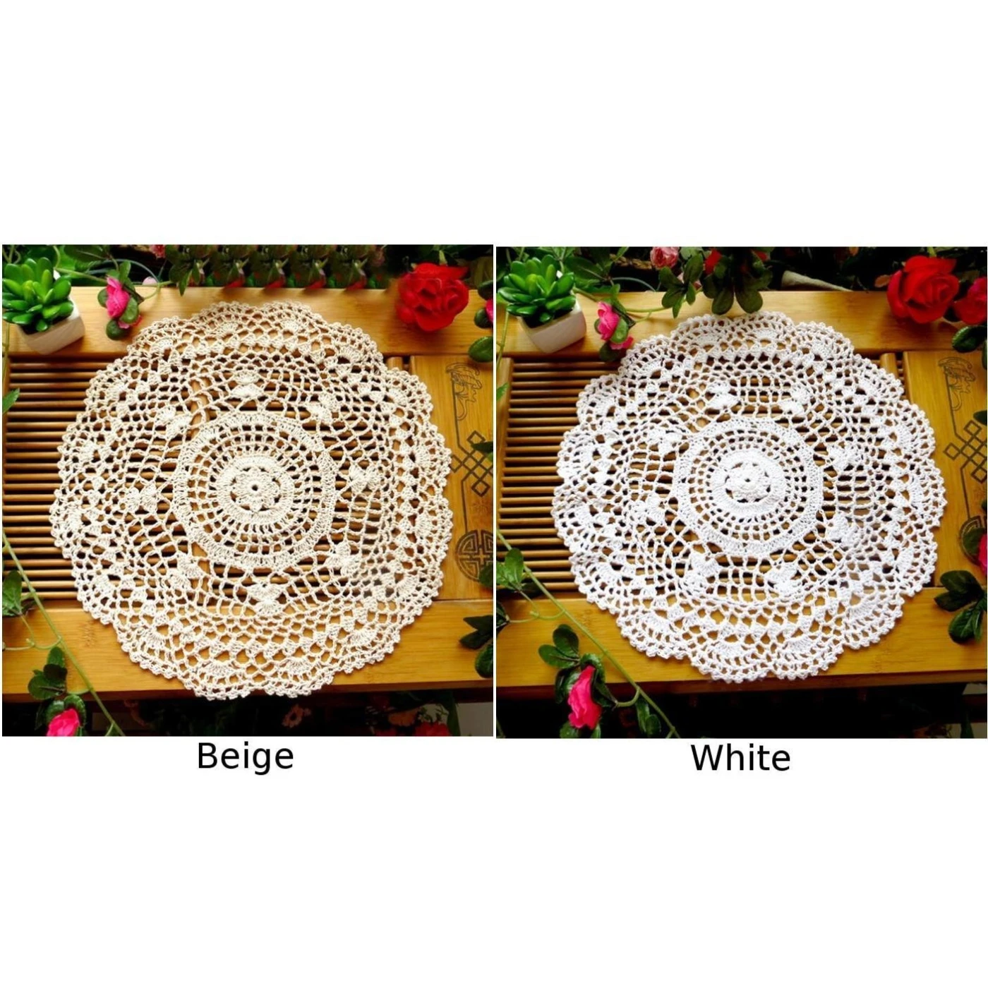 Vintage Round Placemat Doilies Hand Crochet Cotton Table Cloth Drink Mat Coaster Cotton Handicraft Hollow