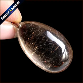 

Rare Natural Quartz Gold Rutilated Garden Quartz Crystal Love Necklace Pendant natural minerals Fish Tank Beads PS260