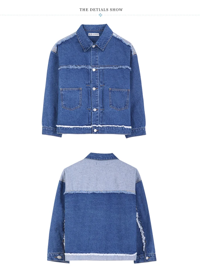 Женская свободная джинсовая куртка LEIJIJEANS, модная джинсовая куртка под цвет с прострочкой, одежда из денима большого размера на осень