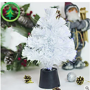 30*20cm Newly USB Fiber Mini Christmas Tree Desk Table Decor Festival Party Ornaments Xmas Gift - Цвет: Белый