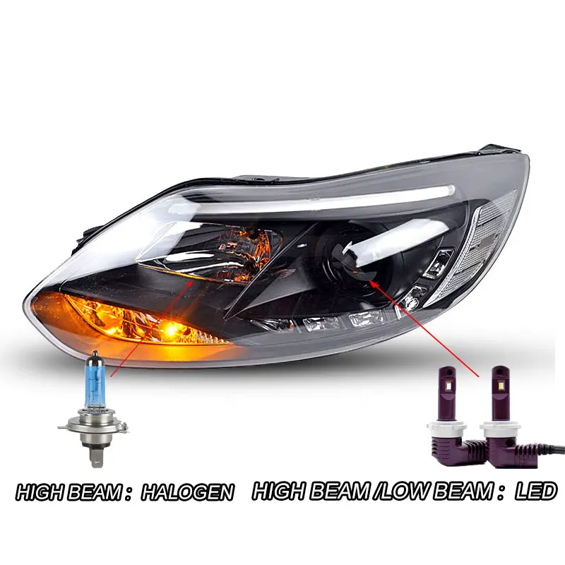 LED Автомобильный Стайлинг чехол для Ford focus головной светильник s 2012- Ford focus головной светильник светодиодный светильник бар DRL Q5 bi xenon объектив h7 xenon - Цвет: LED