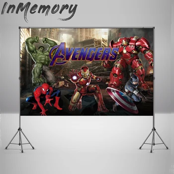 

Comics Superheros Avengers Hulk Spiderman Photography Backdrops Kids show Birthday Photocall Banner Prop Studio Backdrop