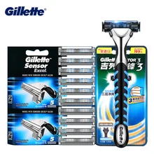 Gillette sensor excel lâminas de barbear masculinas duplas bordas substituição cabeças de barbear afiada cassetes vetor 3 navalha rosto cabelo remover
