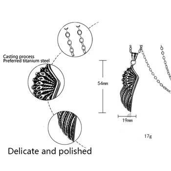 

stainless steel Steampunk feather necklaces mens Delicate plume pendants hip hop chains necklace crow statement jewelry for neck