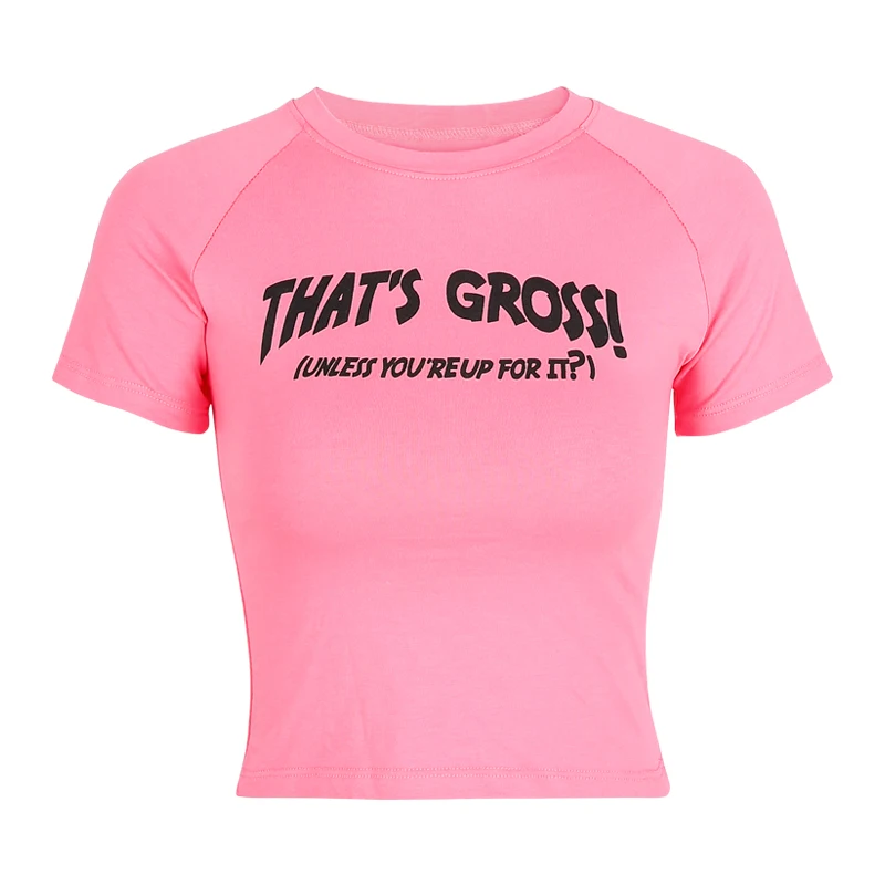 Розовый сексуальный милый топ с принтом в виде букв, грубого стиля, мягкий гранж, 90s эстетический уличный стиль, футболка - Цвет: Pink