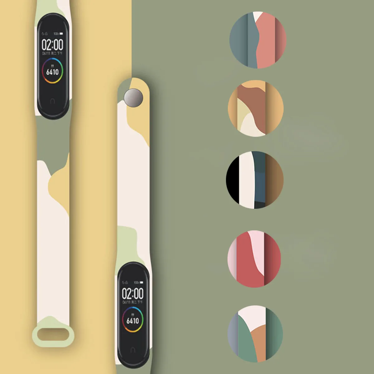 Silicone Bracelet For Xiaomi Mi Band 6453 Sport Wristband Mi Band 5 6 Replacement Straps for Waterproof Print Smart Watch Strap