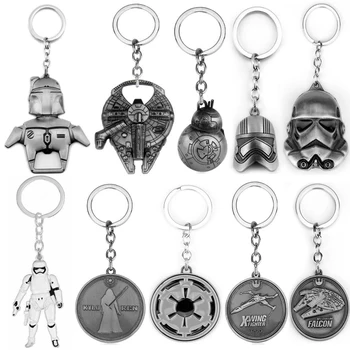 

Movie Star Wars Keychain holder Spaceship Yoda Robot BB-8 Darth Vader Model Metal KeyRing Keychain Child's Gift