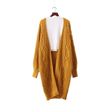 

Winter Autumn Long Female Cardigans Latern Sleeve Casual Knitted Poncho Sweaters Oversized Long Cardigans Korean sueter