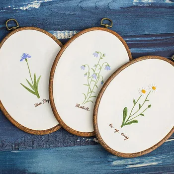 

Simple Flowers Patterns Oval Embroidery Handmade Crafts 3D European Embroidery Materials Package Needlework Set