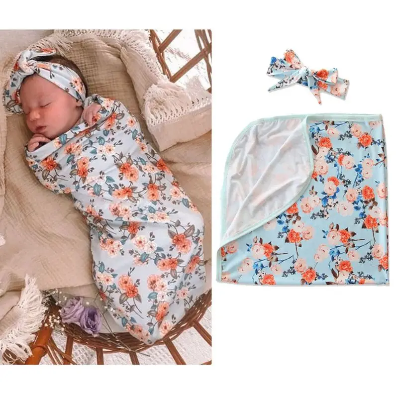 2 шт./компл. новорожденных Детское одеяло Цветочный Обёрточная бумага пеленать Одеяло повязка на голову с заячьими ушками, плетенная повязка для головы Обёрточная бумага пинг Полотенца набор