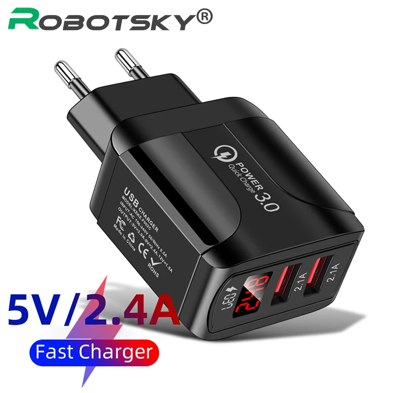 USB зарядное устройство Quick Charge 3 0 EU/US/UK штекер путешествий настенное 2.4A Быстрый