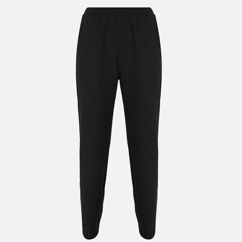 Black-No velvet Женские брюки с высокой талией, однотонные свободные джоггеры, женские брюки, Осень-зима, женские спортивные штаны, Панк Капри, серый, желтый - Цвет: Black-No velvet