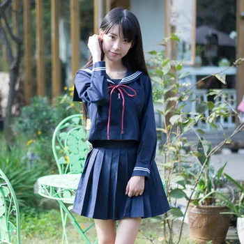 

Japanese Orthodox Soft Girls JK Uniform Skirt, Sailor's Clothes and Long Sleeve Student's Suit In Kansai LOLITA COSPLAY