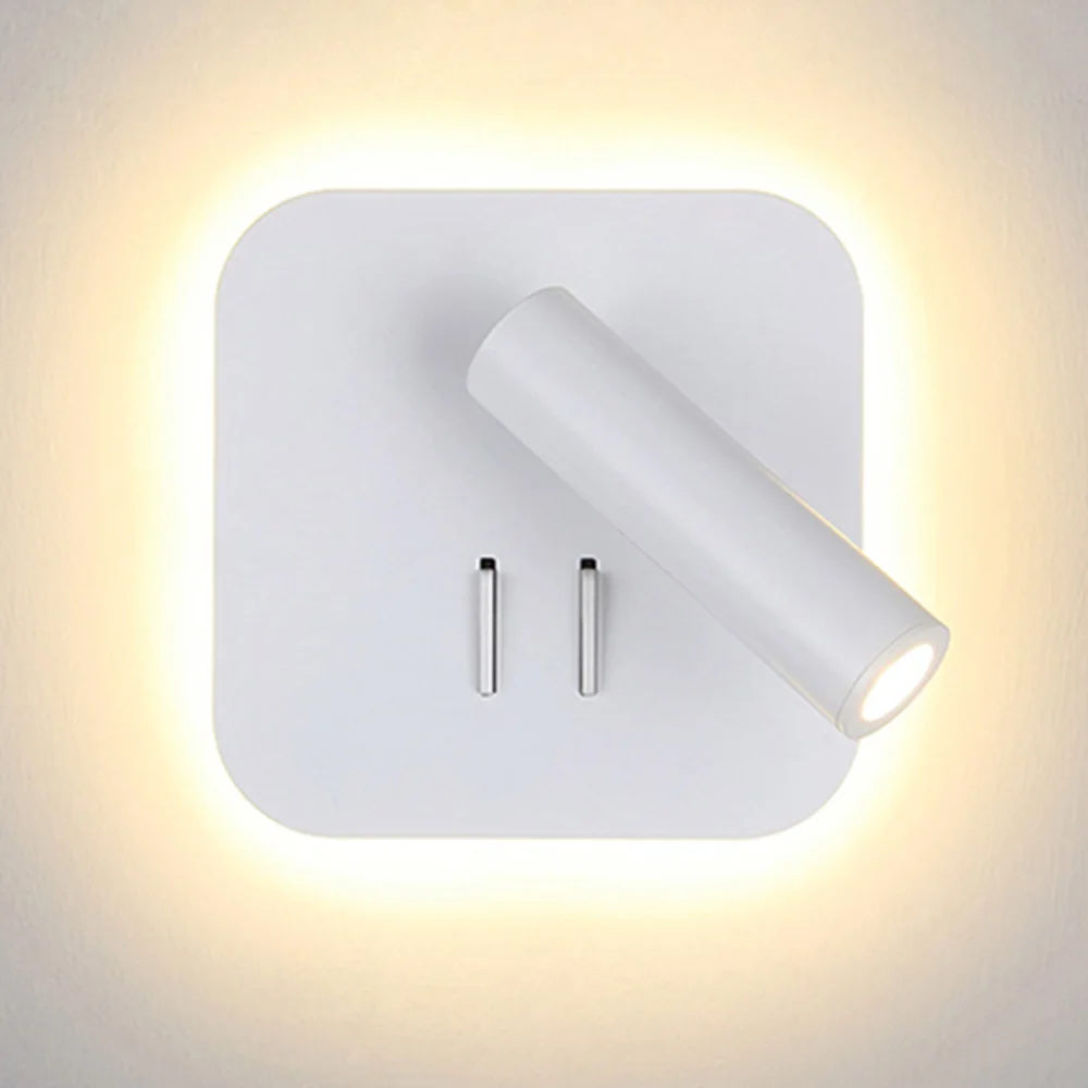 Nordic LED Wall Lamp With Switch 3W Spotlight 7W Backlight Rotation Sconce Wall Light For Home Bedroom Bedside Se25