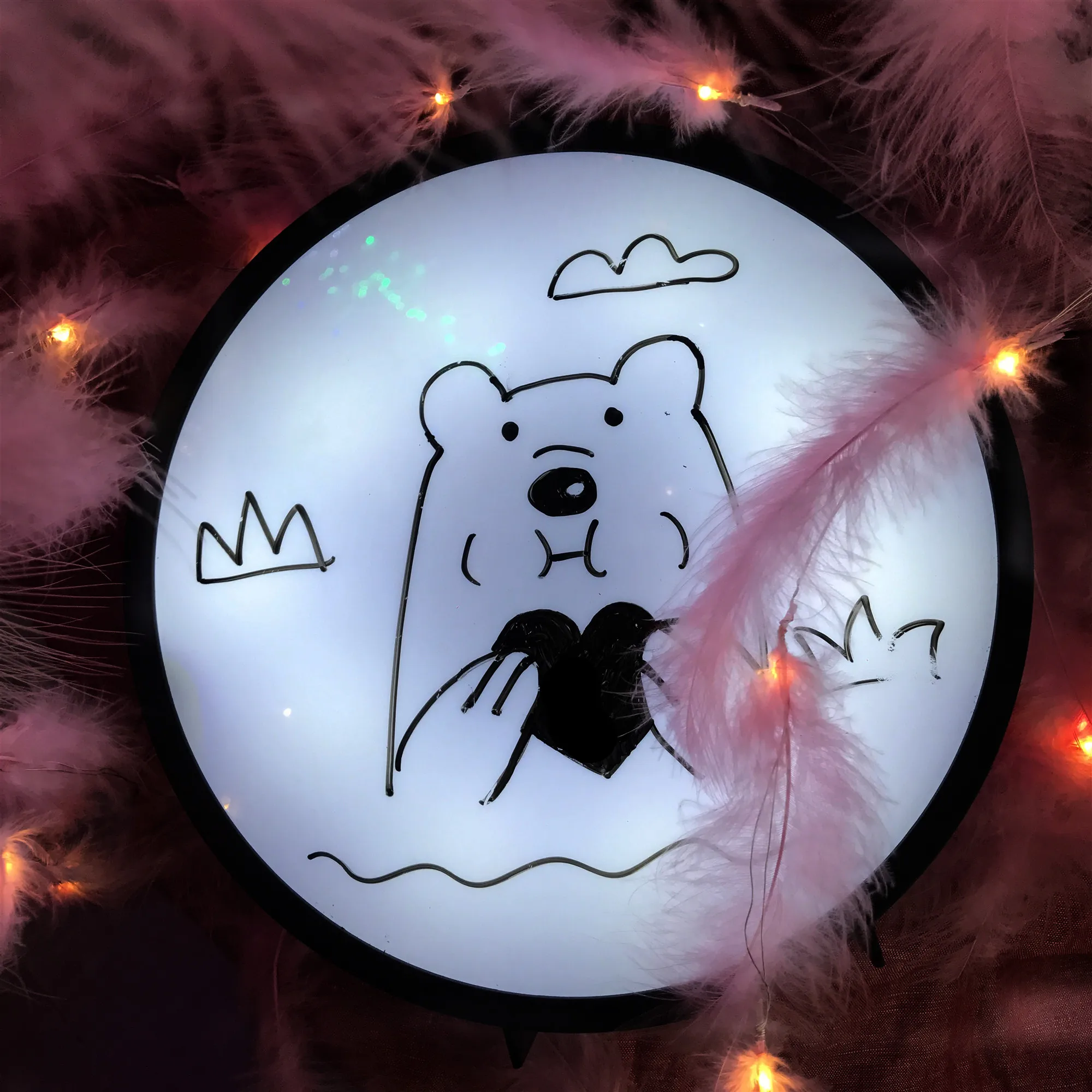 Night Lamp LED DIY Handwritten Message Light Box USB Table Night Light Girl Bedroom Creative Decoration Lamp Battery Powered - Цвет: Circular