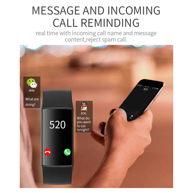 BINSSAW Smartwatch Sport 1.14 Screen Smart Band Fitness Activity Watch Blood Pressure Sleep Tracker  Alarm Clock for IOS Android
