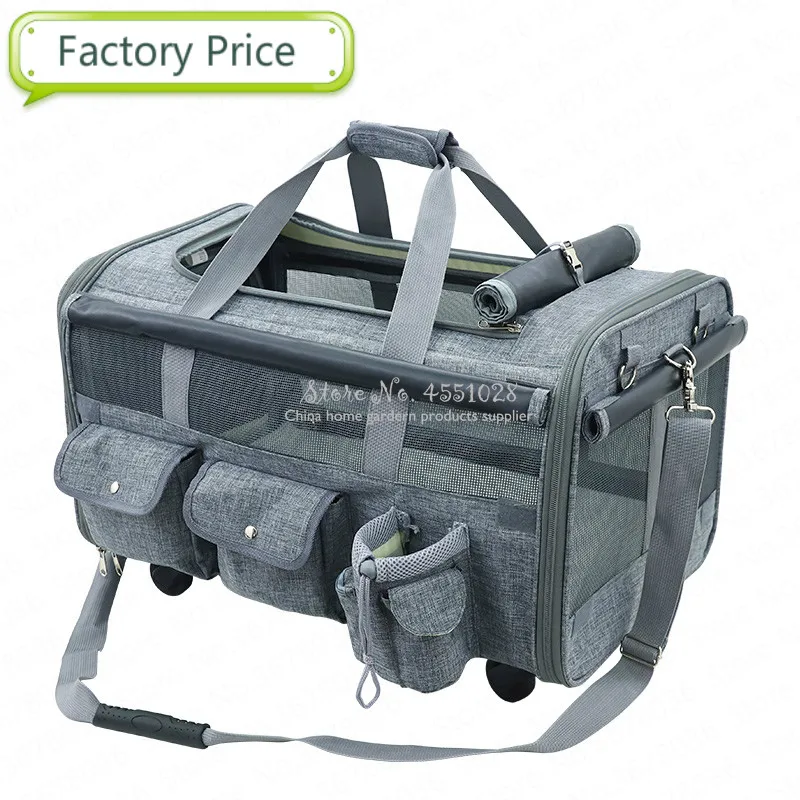 Аутентичные Универсальный колеса Портативный сумка для шкива кошка рюкзак собаки вне сумка дышащая дорожная сумка для домашних животных, переносная клетка для питомцев подшипник 15 кг