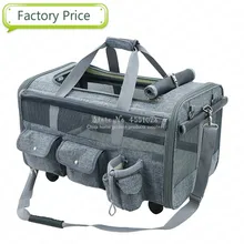 Аутентичные Универсальный колеса Портативный сумка для шкива кошка рюкзак собаки вне сумка дышащая дорожная сумка для домашних животных, переносная клетка для питомцев подшипник 15 кг