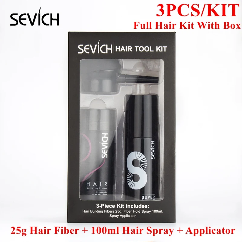 

Sevich 3PCS/SET 25g Keratin Full Hair Kit 25g Hair Building Fiber Gel WIth Nozzle Thickening Hair 100ml Strong Hold Hair Spray