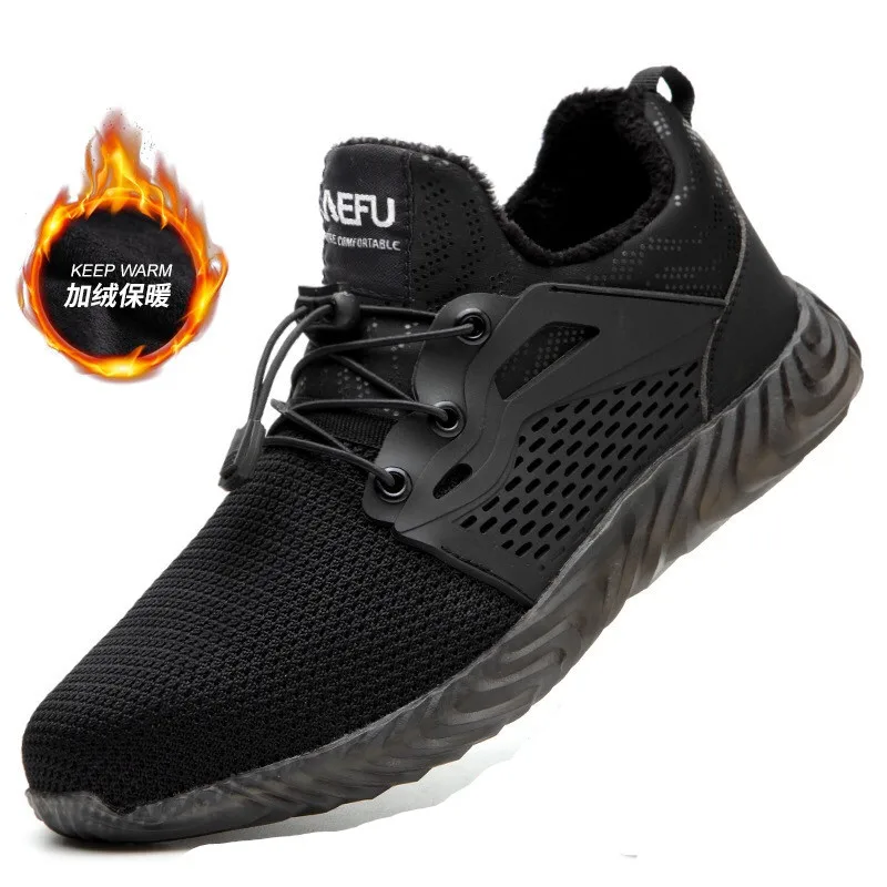 835 Black DEWBEST Work Boots Winter Warm Outdoor Steel Toe Cap Anti-smashing Anti-piercing Outdoor Lace-up Cow Suede Safety Shoes Mens - Цвет: 835 Black