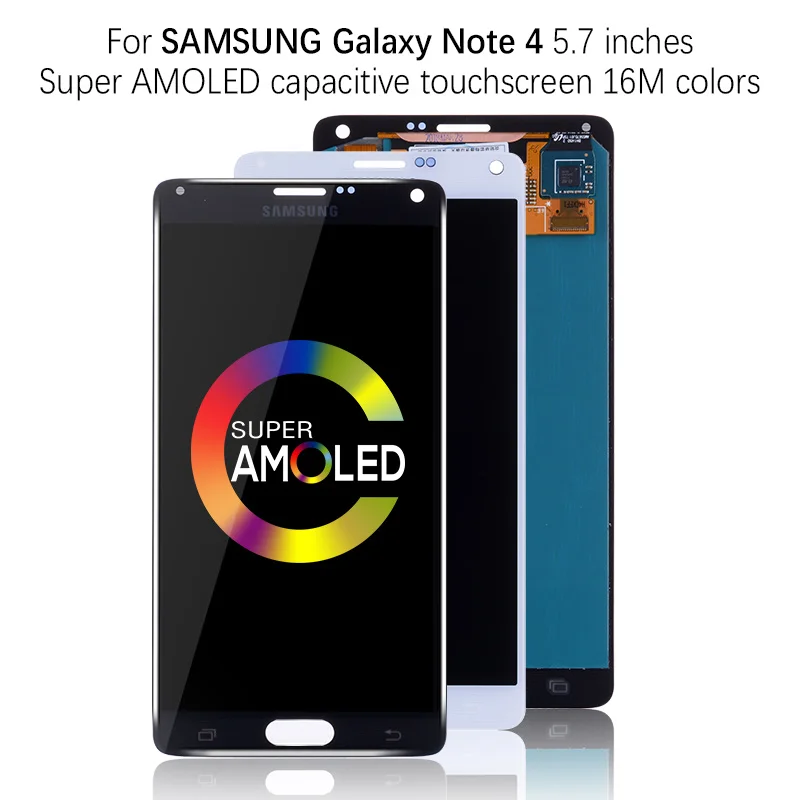 AMOLED Дисплей для SAMSUNG Galaxy Note 4 N910 N910A N910F N9100 LCD в сборе с тачскрином 5.7'' черный белый
