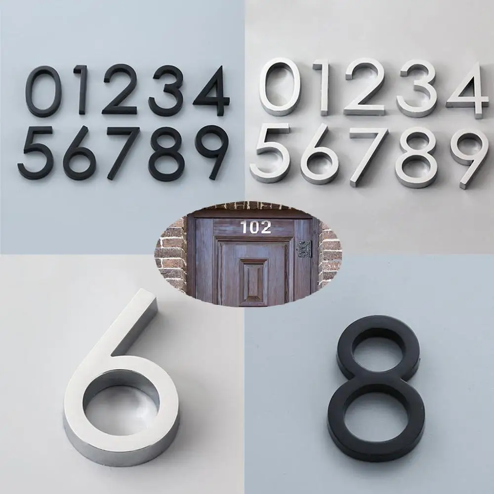 Self Adhesive House Home Door Number Sticker Glossy Door Pate Sign for Outdoor Mailbox Apartment Office Room Address Home Decor, house number signs,house numbers,number plate,door signs