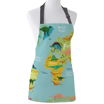 

Dinosaur Map Toy Children Print Apron Print Unisex Kitchen Bib with Adjustable Neck for Cooking Gardening