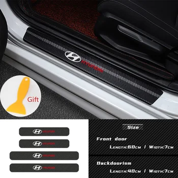 

4PCS Car Door Plate Carbon Fiber Threshold Protector Sticker For Hyundai i10 i30 i20 Sonata Accent Tucson Elantra Accessories