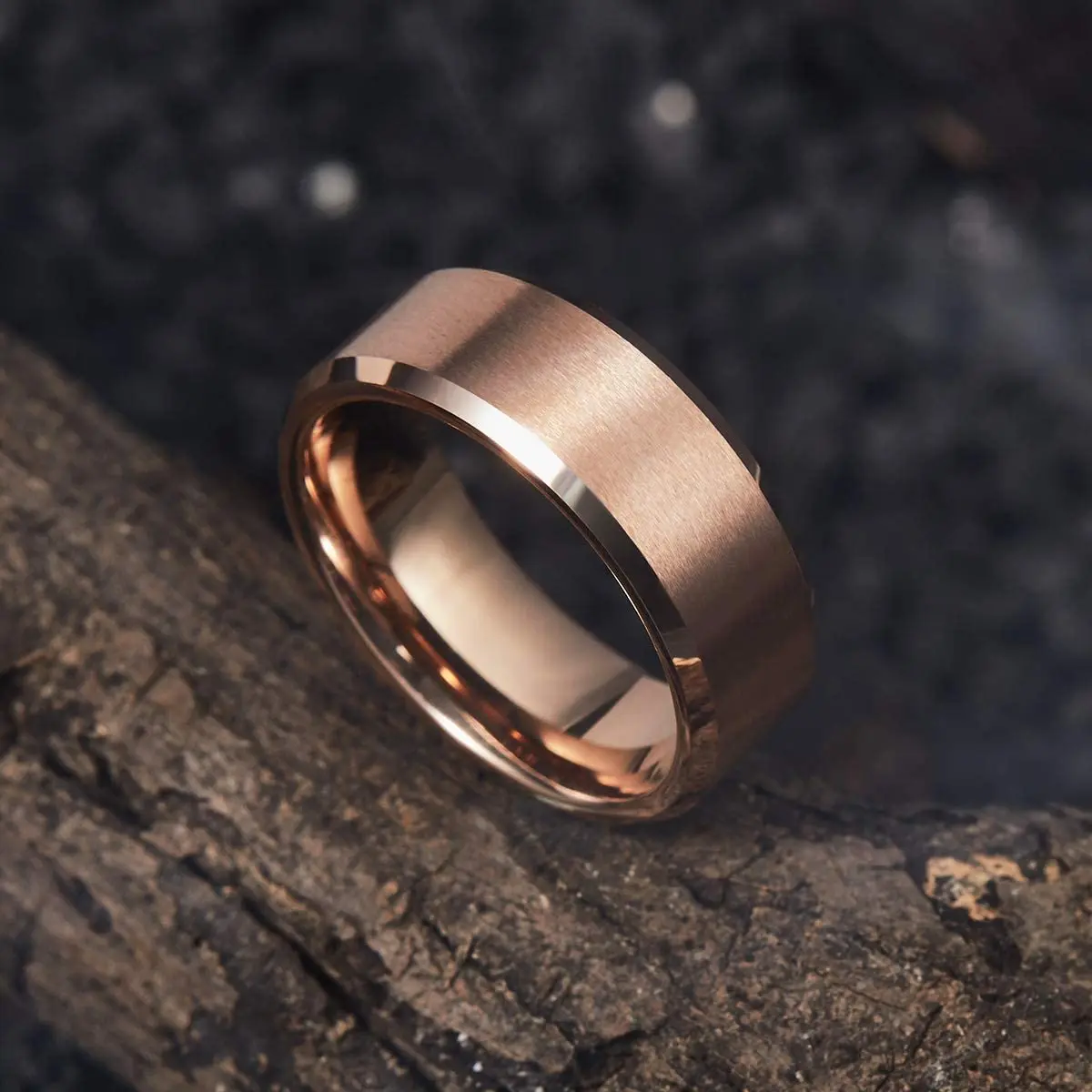 6 Colors Simple 8mm Men Tungsten Carbid Ring Gold Blue Black Matte Finish Beveled Polished Edge Engagement Ring Men Wedding Band
