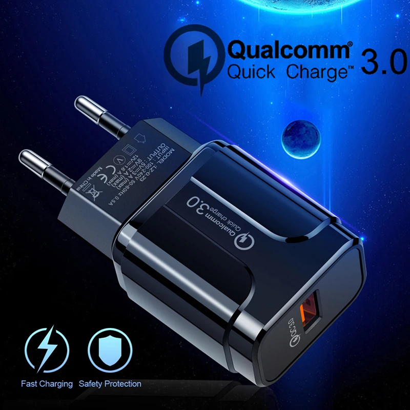

1000PCS Quick Charge 3.0 18W Qualcomm QC 3.0 4.0 Fast charger USB portable Charging Cell Phone Charger For iPhone Samsung Huawei
