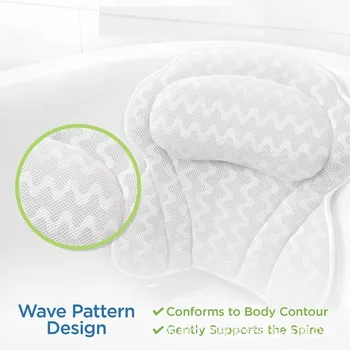 

3D Mesh Spa Non-Slip Cushioned Bath Tub Spa Pillow Bathtub Head Rest Pillow with Suction Cups for Neck and Back Bathroom Supply
