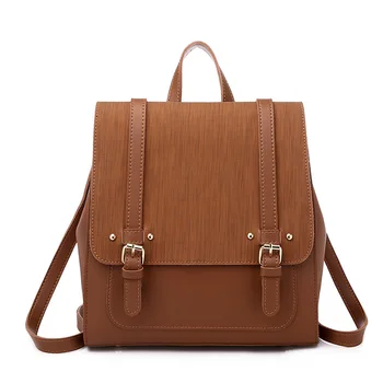 

Women's Leather Shoulder Backpack Vintage PU Shell Bag Flap Solid Color Shoulder Bag Fashion Retro Style Shopping Travel Daypack